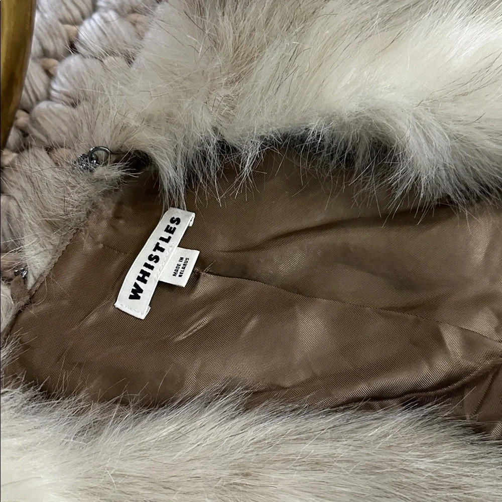 Whistles Duvall Faux Fur Jacket two tone‎ cream and tan size XS